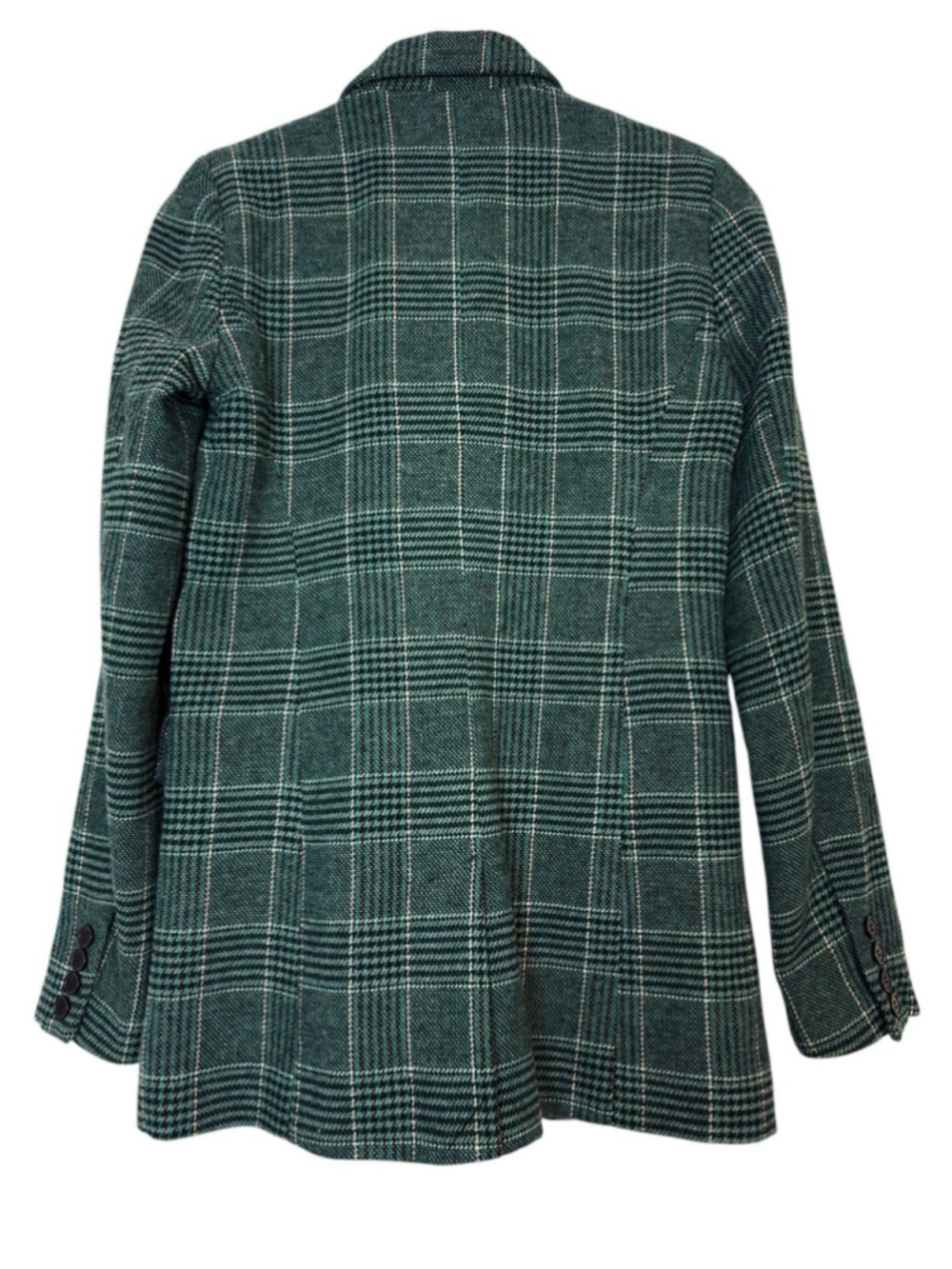 House of Harlow Blazer Jacket Green Tartan Plaid Double Breasted Wool XS - Picture 7 of 14